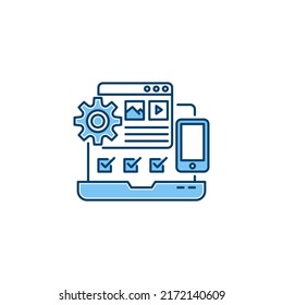 Responsive web development line icon. linear style sign for mobile concept and web design. Outline vector icon. Symbol, logo illustration. Vector graphic