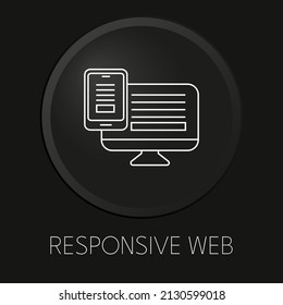 Icono de línea de vector mínimo de web de respuesta en botón 3D aislado en fondo negro. Vector Premium.
