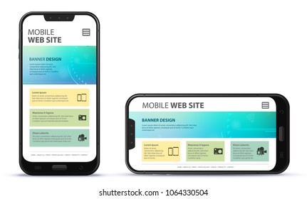 Diseño de sitio web con pantalla de teléfono móvil 