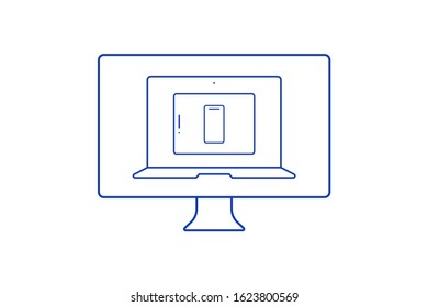 responsive webdesign for different devices. concept of internet, www media, it programming school. learning css, html. symbol of friendly ui for modern pc. usability image isolated on white background