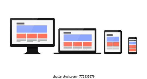 responsive webdesign set isolated on white background