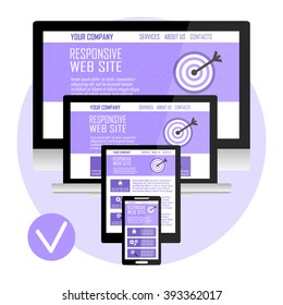 Responsive website design for computer, laptop, tablet, mobile phone. Adaptive template.