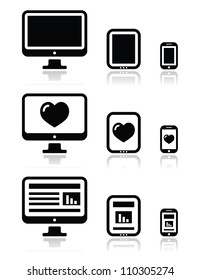 Responsive website design - computer screen, mobile, tablet icons set