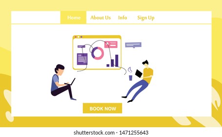 Responsive Website Template Landing Page With Graph Design Vector Illustration