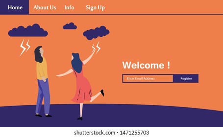 Responsive Website Template Landing Page Design Vector Illustration
