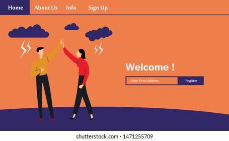 Responsive Website Template Landing Page Design Vector Illustration