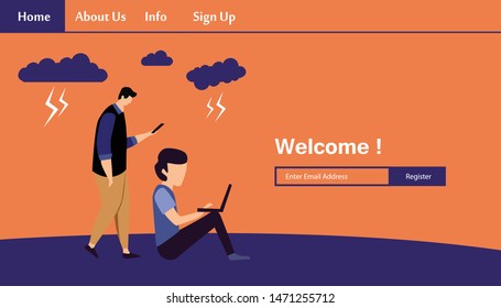 Responsive Website Template Landing Page Design Vector Illustration