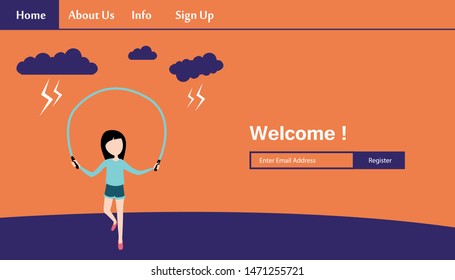 Responsive Website Template Landing Page Design Vector Illustration