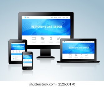 Responsive websites design for computers tablets and mobile phones concept icon vector illustration