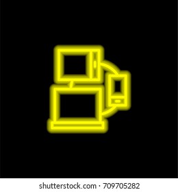 Responsive yellow glowing neon ui ux icon. Glowing sign logo vector