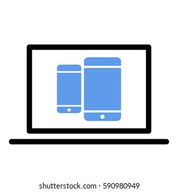 Responsive_Design_Devices icon - Flat design, glyph style icon - Colored enclosed in a computer