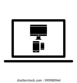 Responsive_Design_Devices icon - Flat design, glyph style icon - Colored enclosed in a computer