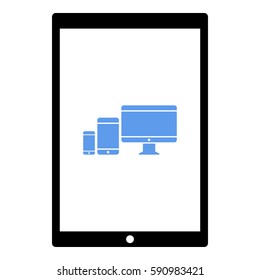 Responsive_Design_Devices icon - Flat design, glyph style icon - Colored enclosed in a tablet