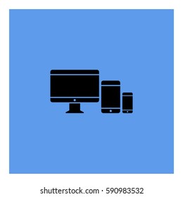 Responsive_Design_Devices icon - Flat design, glyph style icon - Black enclosed in a square