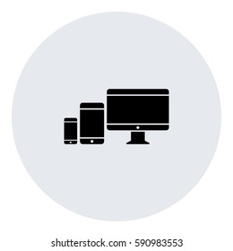 Responsive_Design_Devices icon - Flat design, glyph style icon - Black enclosed in a circle