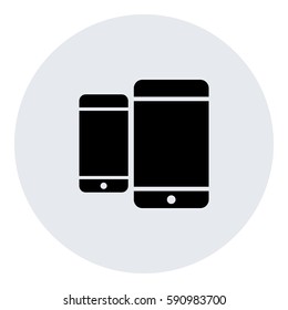 Responsive_Design_Devices icon - Flat design, glyph style icon - Black enclosed in a circle