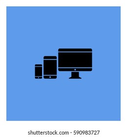 Responsive_Design_Devices icon - Flat design, glyph style icon - Black enclosed in a square