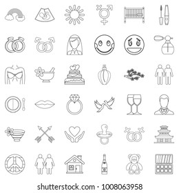 Responsiveness icons set. Outline set of 36 responsiveness vector icons for web isolated on white background