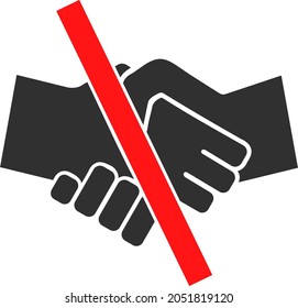 Retrtricted handshake Vektorgrafik. Flaches, symbolträchtiges Design von gereiztem Handschlag, einzeln auf weißem Hintergrund.