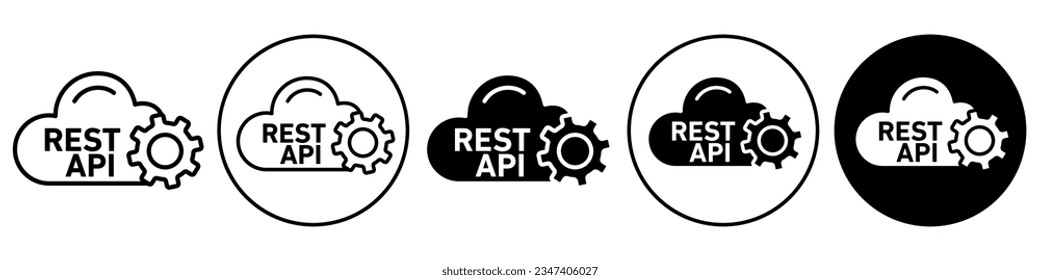 Rest APi symbol Icon. Digital algorithm code of software to make ease in programming complex website app technology. Vector set of Tech integration in development of data code structure