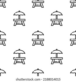 Rest Area Icon Pattern. Seamless Rest Area Pattern On White Background.