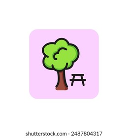 Rest area line icon. Park, table, camping. Picnic concept. Vector illustration can be used for topics like getaway, vacation, recreation