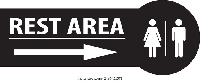 Rest area for public and official staff direction sign