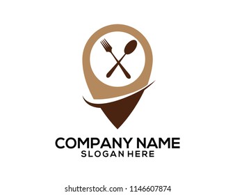 rest area restaurant location pointer vector icon logo design template