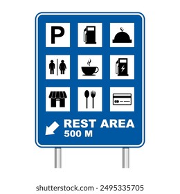 Rest Area Sign Board on white background