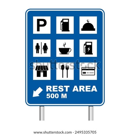 Rest Area Sign Board on white background