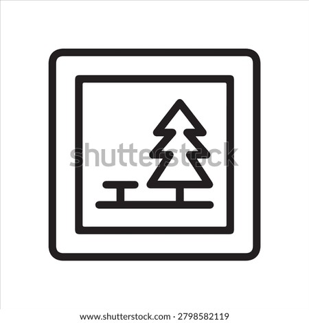Rest area sign, linear icon. Roadside stop, picnic spot, or highway break. Line with editable stroke.