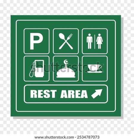 Rest area sign vector illustration, Symbol for urban area, Professional icons  on white background