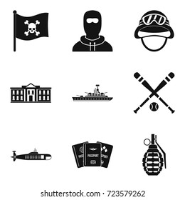 Rest in army icons set. Simple set of 9 rest in army vector icons for web isolated on white background