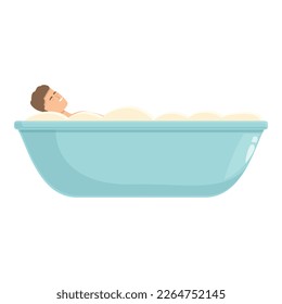 Rest bath man icon cartoon vector. Warm water. Clean male