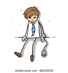 rest businessman because low battery with cable