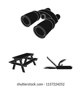 Rest in the camping black icons in set collection for design. Camping and equipment vector symbol stock web illustration.