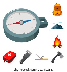 Rest in the camping cartoon icons in set collection for design. Camping and equipment vector symbol stock web illustration.
