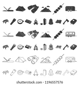 Rest in the camping cartoon icons in set collection for design. Camping and equipment vector symbol stock web illustration.