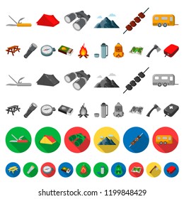 Rest in the camping cartoon icons in set collection for design. Camping and equipment vector symbol stock web illustration.