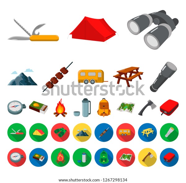 Rest in the camping cartoon,flat icons in\
set collection for design. Camping and equipment vector symbol\
stock web illustration.