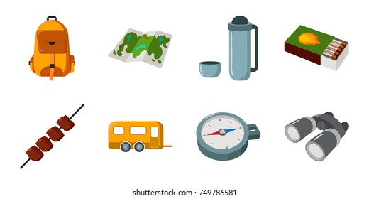 Rest in the camping icons in set collection for design. Camping and equipment vector symbol stock web illustration.