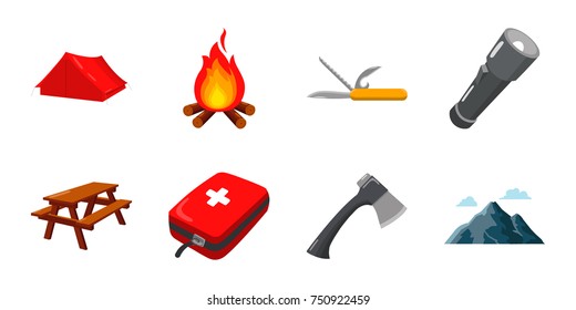 Rest in the camping icons in set collection for design. Camping and equipment vector symbol stock  illustration.