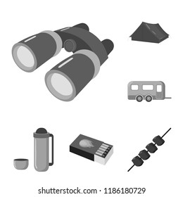 Rest in the camping monochrome icons in set collection for design. Camping and equipment vector symbol stock web illustration.