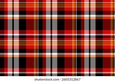 Rest check pattern vector, periodic seamless background textile. Curve tartan texture fabric plaid in red and orange colors palette.