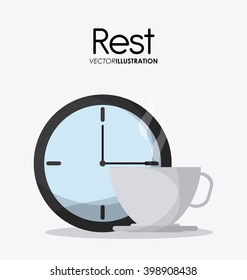 Rest and clock icon design, vector illustration