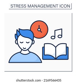 Rest color icon. Time for fun and relaxation. Free time. Calm. Leisure time. Stress management concept. Isolated vector illustration