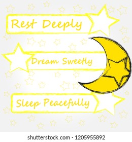Rest Deeply.Dream Sweetly.Sleep Peacefully.Good Night and Sweet Dreams.Night scene with moon and stars.Nature.