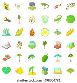 Rest in forest icons set. Cartoon style of 36 rest in forest vector icons for web isolated on white background