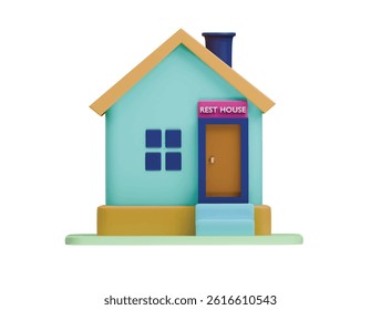 rest house icon 3d illustration render