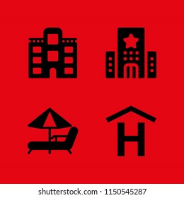 rest icon. 4 rest set with hammock and hotel vector icons for web and mobile app